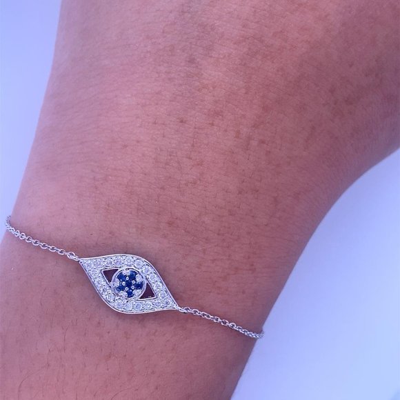ANGARA Natural 0.34 Ct Sapphire and Diamond Evil Eye  0.34 Carat Diamond and Sapphire Eye Bracelet